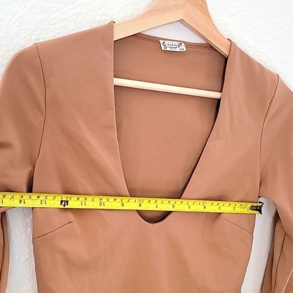 NWT FREE PEOPLE CLOSE CALL DUO BODYSUIT CAFE AU LAIT TAN BROWN SMALL - Picture 7 of 11